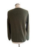 LUELLA GREEN CASHMERE & MERINO WOOL MIX ROUND NECK STAR PATTERN JUMPER  SIZE M