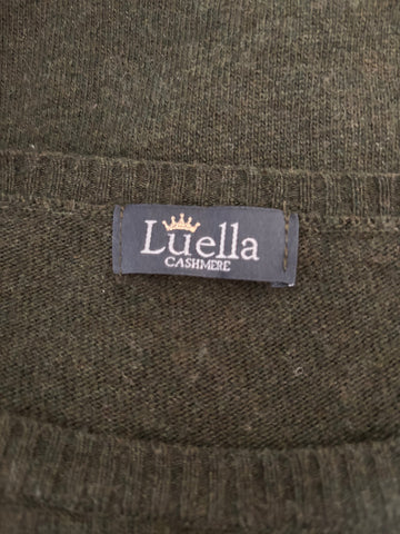 LUELLA GREEN CASHMERE & MERINO WOOL MIX ROUND NECK STAR PATTERN JUMPER  SIZE M