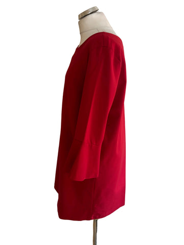 LA REDOUTE MADEMOISELLE RED 3/4 BELL SLEEVE SHIFT DRESS  SIZE 18