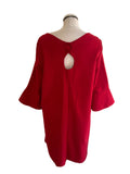 LA REDOUTE MADEMOISELLE RED 3/4 BELL SLEEVE SHIFT DRESS  SIZE 18