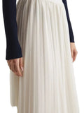 BRAND NEW REISS OSTI KNIFE PLEATED WHITE & NAVY TRIM MIDI SKIRT SIZE 8