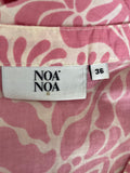 NOA NOA COTTON PINK & IVORY FLORAL PRINT TIERED MIDI DRESS SIZE 36 UK 8/10