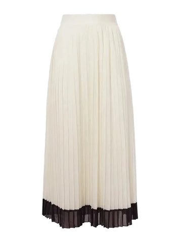 BRAND NEW REISS OSTI KNIFE PLEATED WHITE & NAVY TRIM MIDI SKIRT SIZE 8