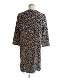 JAEGER GREY & BLACK PRINT V NECK SHORT SLEEVE SHIFT DRESS  SIZE 12