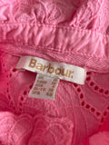 BRAND NEW BARBOUR PALMETTO PINK BRODIERE ANGLAISE MIDI DRESS SIZE 10