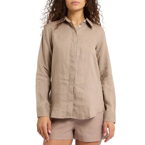 REISS 100% LINEN CAPRI BEIGE LONG SLEEVED SHIRT SIZE 8