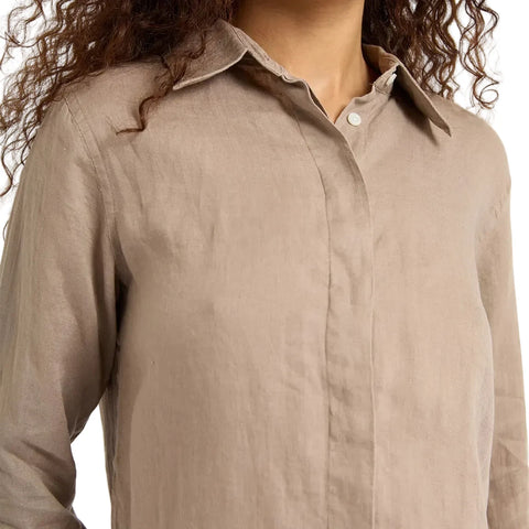 REISS 100% LINEN CAPRI BEIGE LONG SLEEVED SHIRT SIZE 8