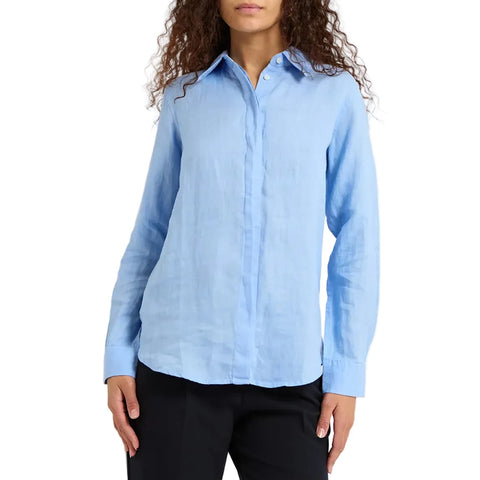 BRAND NEW REISS 100% LINEN CAPRI LIGHT BLUE LONG SLEEVED SHIRT SIZE 8