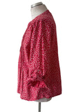 BRAKEBURN RED & WHITE DITSY FLORAL PRINT 3/4 SLEEVE TOP SIZE 12
