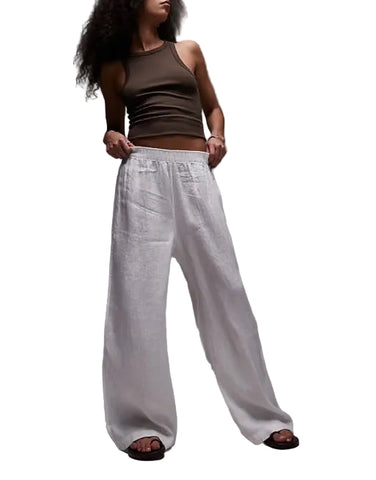 ARKET 100% LINEN WHITE WIDE LEG PALAZZO TROUSERS  SIZE S