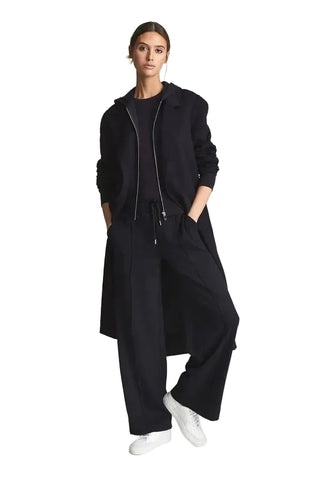 REISS SIENNA NAVY BLUE WIDE LEG JOGGERS SIZE XS