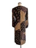 KACHEL X ANTHROPOLOGIE BLACK MULTI COLOURED DITZY FLORAL PRINT 3/4 SLEEVED MIDI DRESS SIZE 8 UK 12