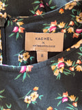 KACHEL X ANTHROPOLOGIE BLACK MULTI COLOURED DITZY FLORAL PRINT 3/4 SLEEVED MIDI DRESS SIZE 8 UK 12