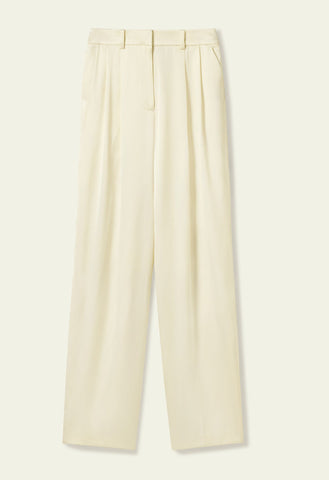 LILYSILK 100% MULBERRY SILK LILY WHITE WIDE LEG TROUSERS SIZE 4 UK 8