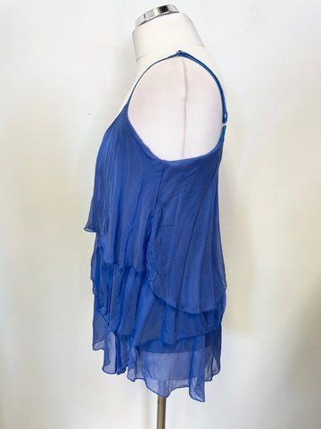BRAND NEW MADE IN ITALY ROYAL BLUE SILK FINE STRAP TOP SIZE M