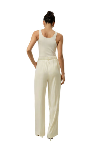 LILYSILK 100% MULBERRY SILK LILY WHITE WIDE LEG TROUSERS SIZE 4 UK 8