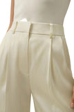 LILYSILK 100% MULBERRY SILK LILY WHITE WIDE LEG TROUSERS SIZE 4 UK 8