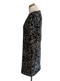 SOSANDAR BLACK & WHITE PRINT 3/4 SLEEVE SHIFT DRESS  SIZE 14