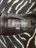 SOSANDAR BLACK & WHITE PRINT 3/4 SLEEVE SHIFT DRESS  SIZE 14