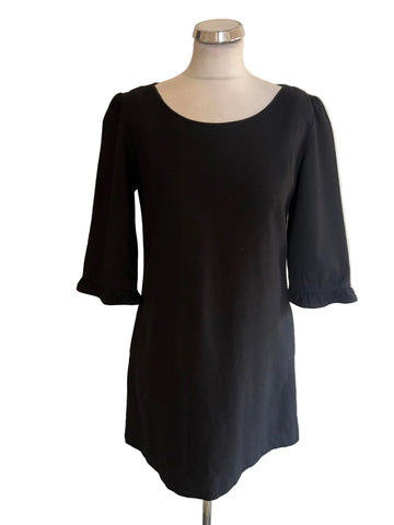 KEW BLACK WOOL MIX HALF SLEEVE SHIFT DRESS SIZE S