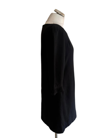 KEW BLACK WOOL MIX HALF SLEEVE SHIFT DRESS SIZE S