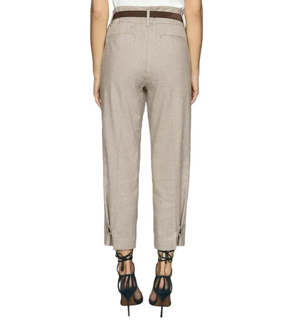 REISS MARTA BEIGE TWEED TAPERED TROUSERS SIZE 6