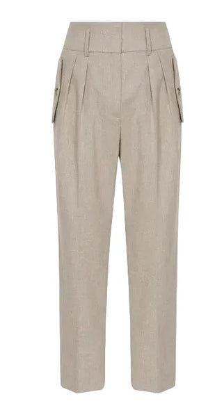 REISS MARTA BEIGE TWEED TAPERED TROUSERS SIZE 6