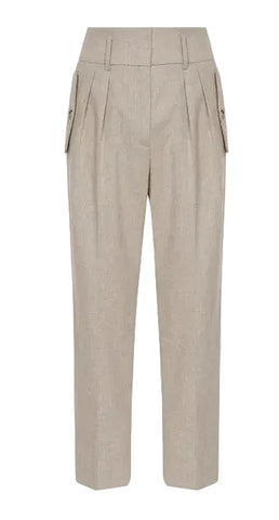 REISS MARTA BEIGE TWEED TAPERED TROUSERS SIZE 6