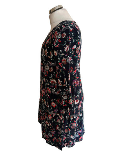 HUSH NAVY BLUE & RED FLORAL PRINT SHIFT DRESS  SIZE 8