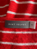 MINT VELVET 100% LINEN RED & WHITE STRIPE V NECK JUMPER SIZE M