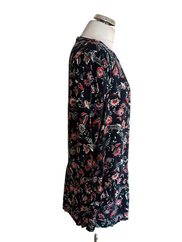 HUSH NAVY BLUE & RED FLORAL PRINT SHIFT DRESS  SIZE 8