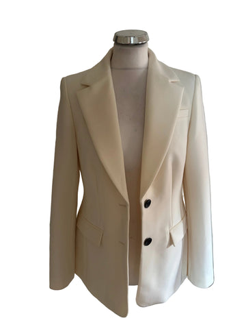 HOBBS IVORY COLLARED FITTED JACKET SIZE 10