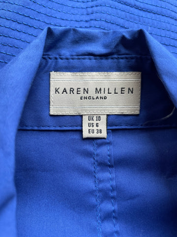 KAREN MILLEN ROYAL BLUE COLLARED SLEEVELESS FITTED TOP SIZE 10