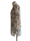 PHASE EIGHT WHITE & GREY FLORAL BIRD PRINT LONG SLEEVED TOP  SIZE 8