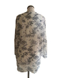 PHASE EIGHT WHITE & GREY FLORAL BIRD PRINT LONG SLEEVED TOP  SIZE 8