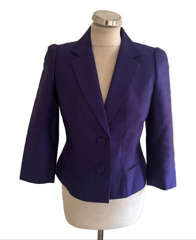 BRAND NEW HOBBS VIOLET BLUE WOOL & SILK MIX FITTED JACKET  SIZE 10