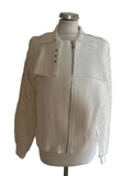 MINT VELVET OFF WHITE LONG LACE SLEEVED BIKER STYLE CARDIGAN/JACKET SIZE M