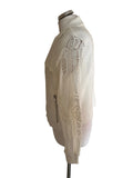 MINT VELVET OFF WHITE LONG LACE SLEEVED BIKER STYLE CARDIGAN/JACKET SIZE M