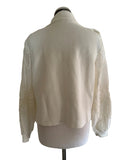 MINT VELVET OFF WHITE LONG LACE SLEEVED BIKER STYLE CARDIGAN/JACKET SIZE M