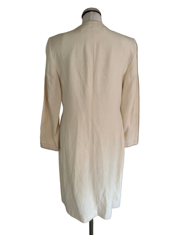 JAEGER SILK & LINEN MIX IVORY EDGE TO EDGE SPECIAL OCCASION DRESS COAT  SIZE 8
