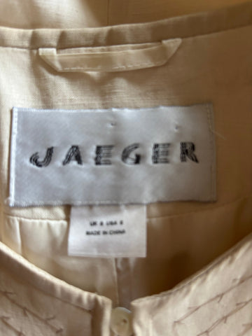 JAEGER SILK & LINEN MIX IVORY EDGE TO EDGE SPECIAL OCCASION DRESS COAT  SIZE 8