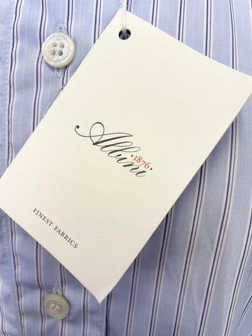 BRAND NEW STUDIO NICHOLSON BLUE STRIPE COLLARLESS LONG SLEEVE OVERSIZE SHIRT SIZE 10