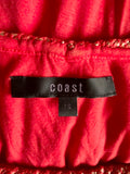 COAST CORAL ASYMMETRIC DRAPE SLEEVELESS PLAITED STRAPS TOP SIZE 14