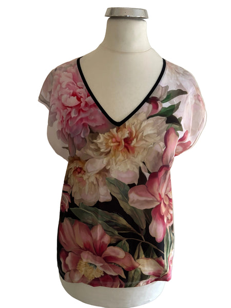 NEW TED BAKER ILENIA PINK FLORAL PRINT FRONT BODICE SLEEVELESS TOP SIZE 0/ XS