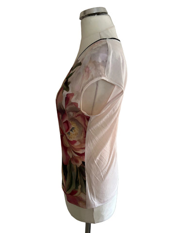 NEW TED BAKER ILENIA PINK FLORAL PRINT FRONT BODICE SLEEVELESS TOP SIZE 0/ XS