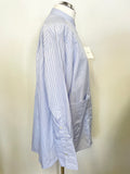 BRAND NEW STUDIO NICHOLSON BLUE STRIPE COLLARLESS LONG SLEEVE OVERSIZE SHIRT SIZE 10