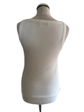 MINT VELVET OFF WHITE FINE RIB SLEEVELESS BUCKLE TRIM TOP SIZE M