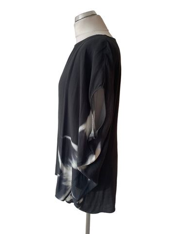 MINT VELVET BLACK & WHITE PRINT RELAXED FIT TOP SIZE 12