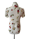 JIGSAW WHITE FLORAL PRINT FITTED SHORT SLEEVE SHIRT SIZE 1 UK 8/10