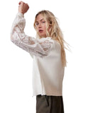 MINT VELVET OFF WHITE LONG LACE SLEEVED BIKER STYLE CARDIGAN/JACKET SIZE M